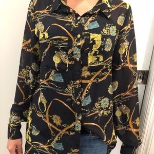 Pattern sheer blouse